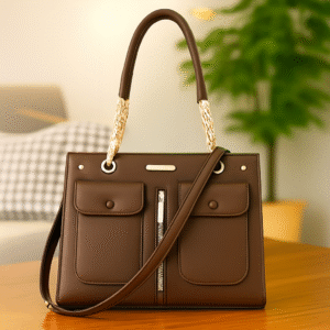 dual pocket premium hand bag (brown)